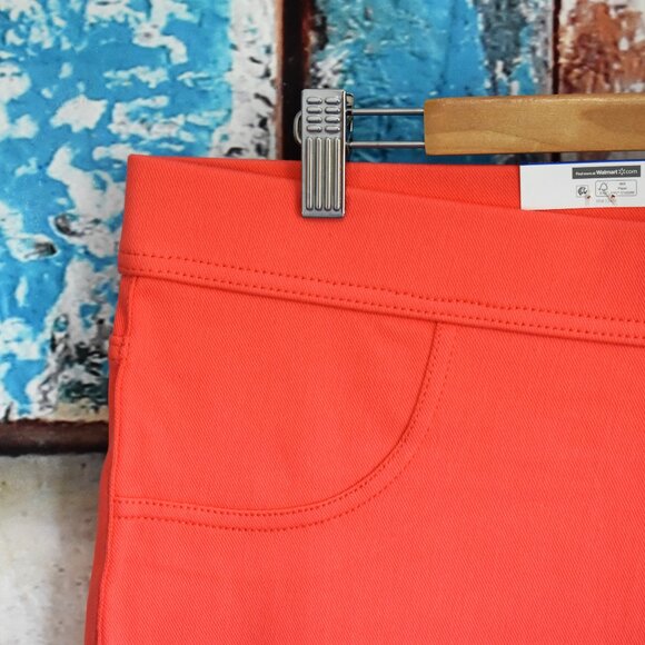 Women's Time And Tru Jegging Capri Fitted Stretch Pants 3XLARGE Orange NEW - Picture 3 of 8